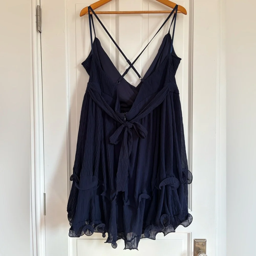 NWT Fashion Nova Cece Navy Fit and Flair Skater Mini Dress Coquette Ruffle 3X - Picture 2 of 13
